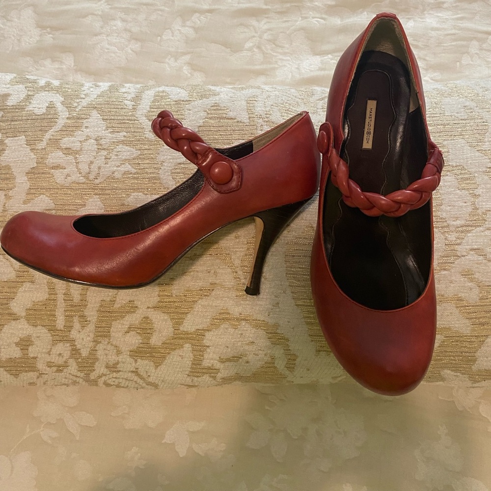 Max Studio Red Braided Strap Heels